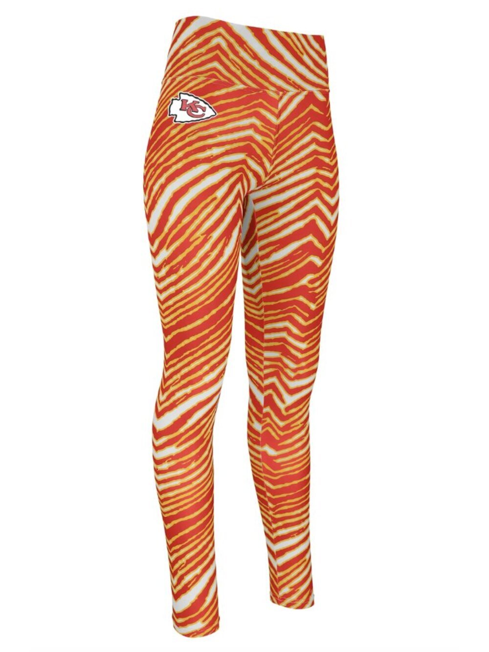 Zubaz NFL Team Apparel Kansas City Chiefs Red Gold Zebra Print Leggings, Large